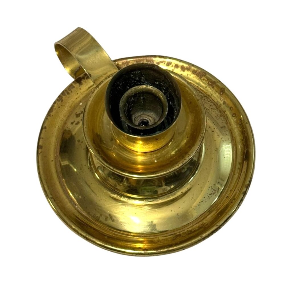 Brass Antique Weighted Chamber Stick Candle Holder - Picture 4 of 6